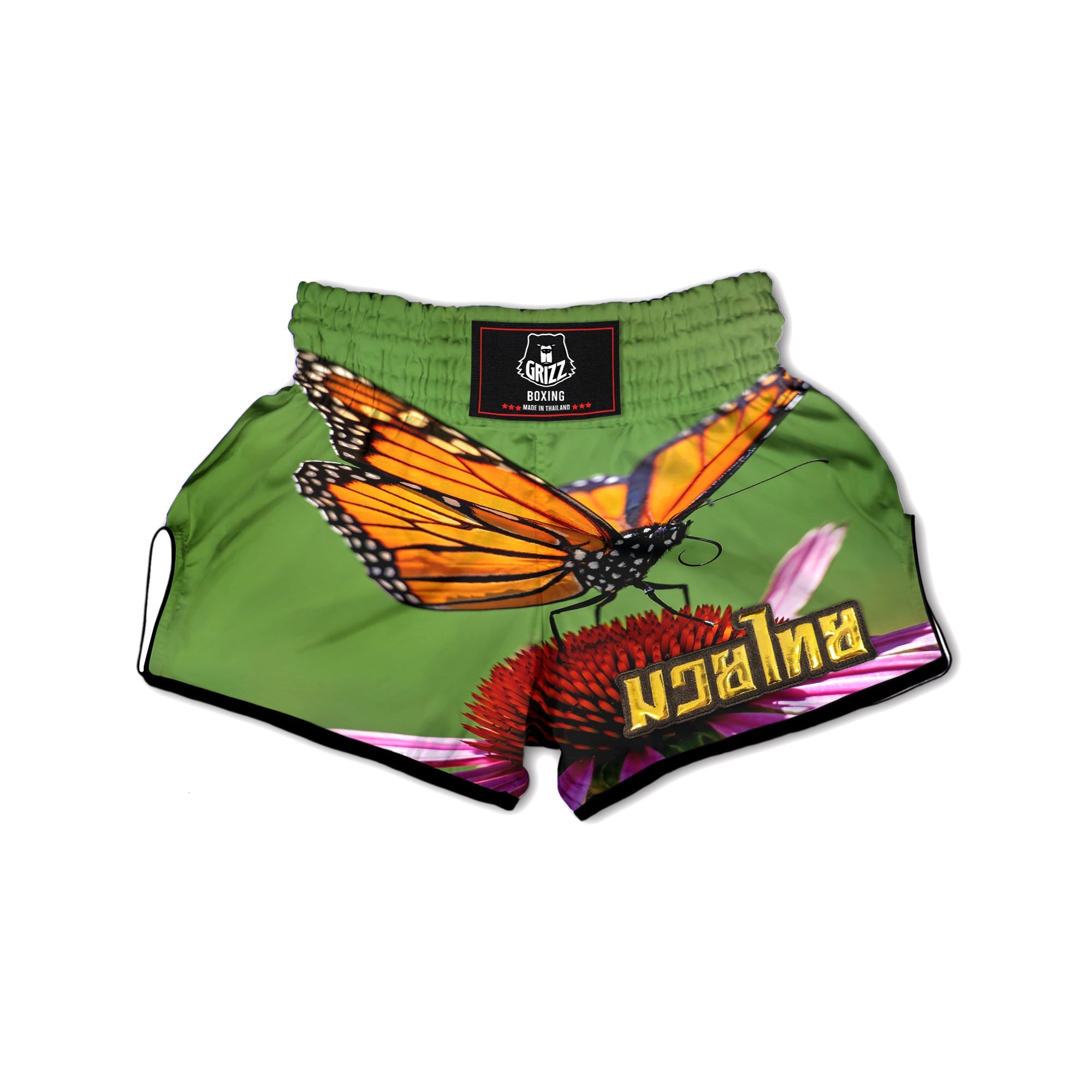 Butterfly Monarch Orange Print Muay Thai Boxing Shorts-grizzshop