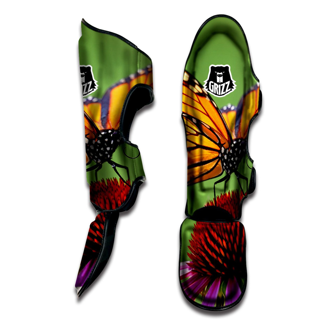 Butterfly Monarch Orange Print Muay Thai Shin Guards-grizzshop