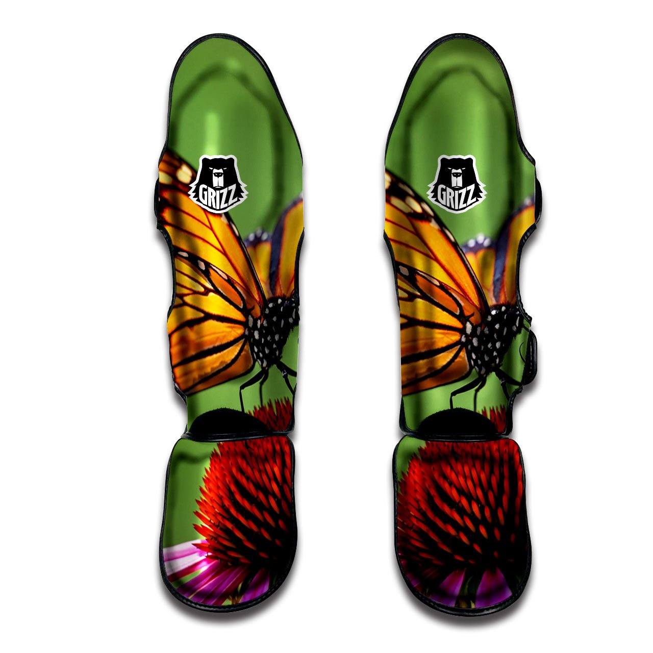 Butterfly Monarch Orange Print Muay Thai Shin Guards-grizzshop