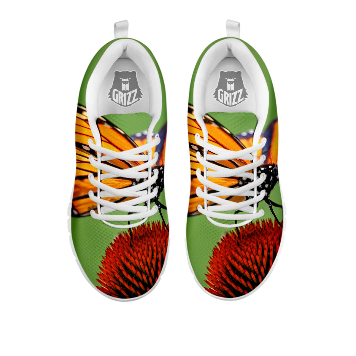Butterfly Monarch Orange Print White Sneaker-grizzshop