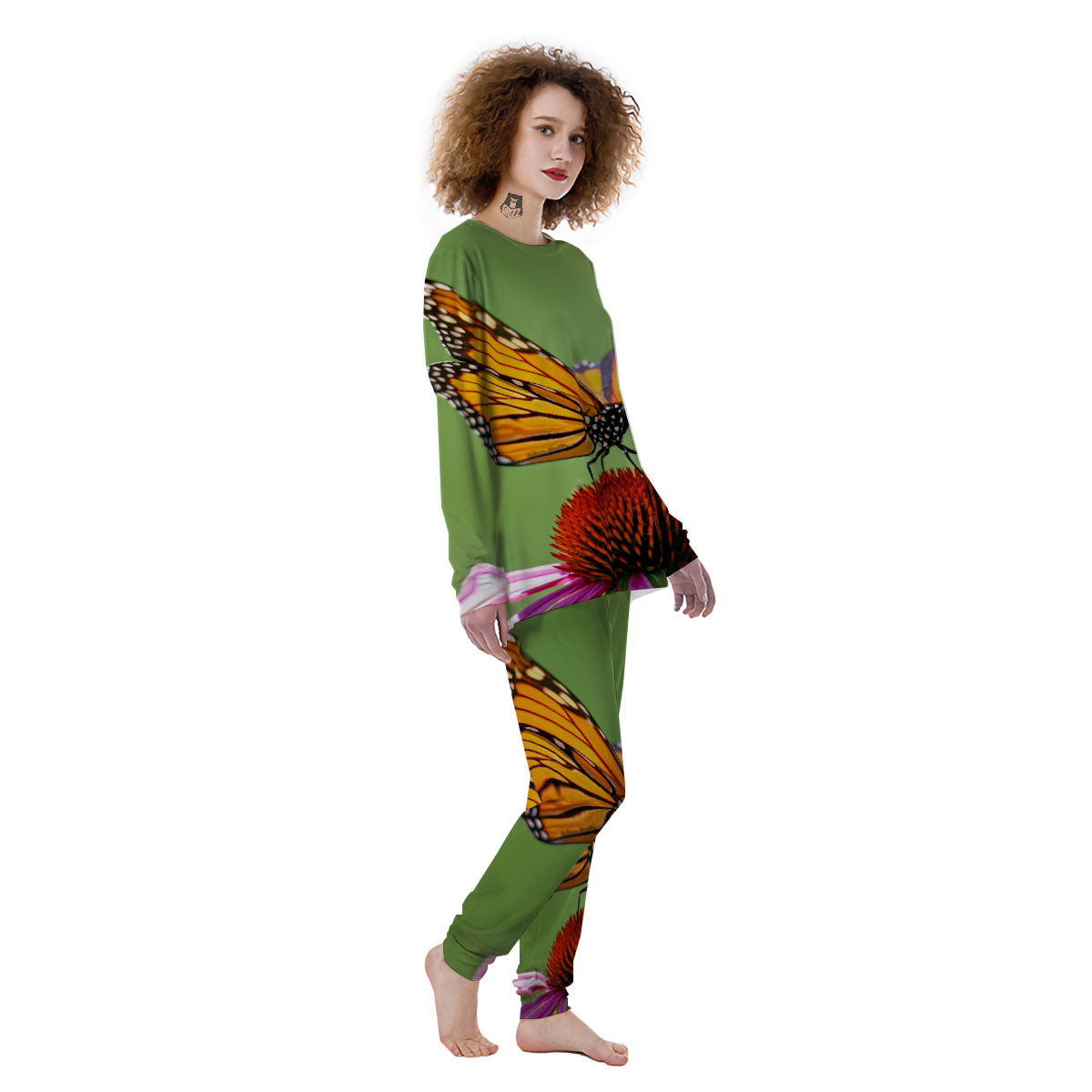 Butterfly Monarch Orange Print Women's Pajamas-grizzshop