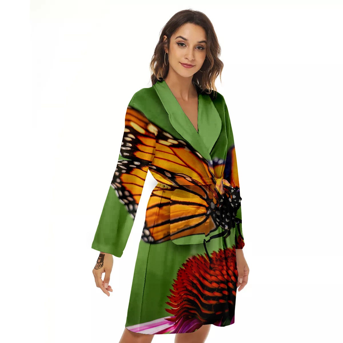 Butterfly Monarch Orange Print Women's Robe-grizzshop