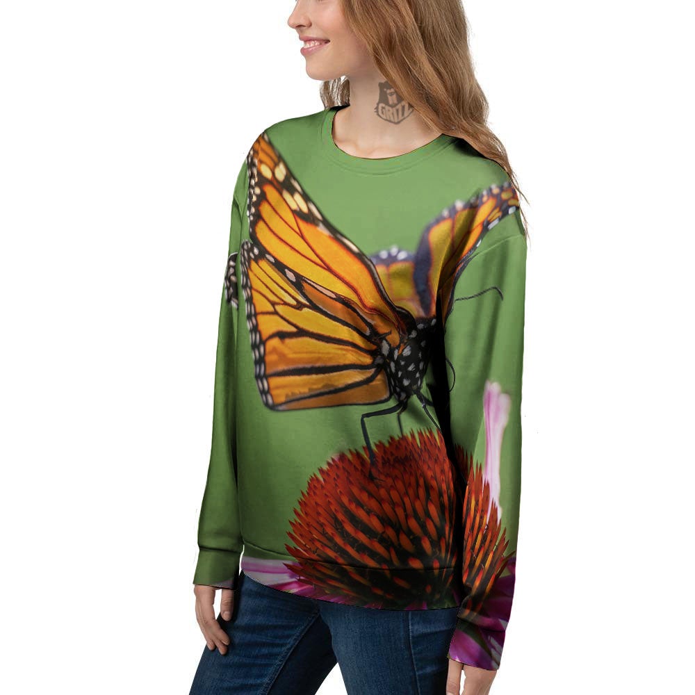 Butterfly Monarch Orange Print Women's Sweatshirt-grizzshop