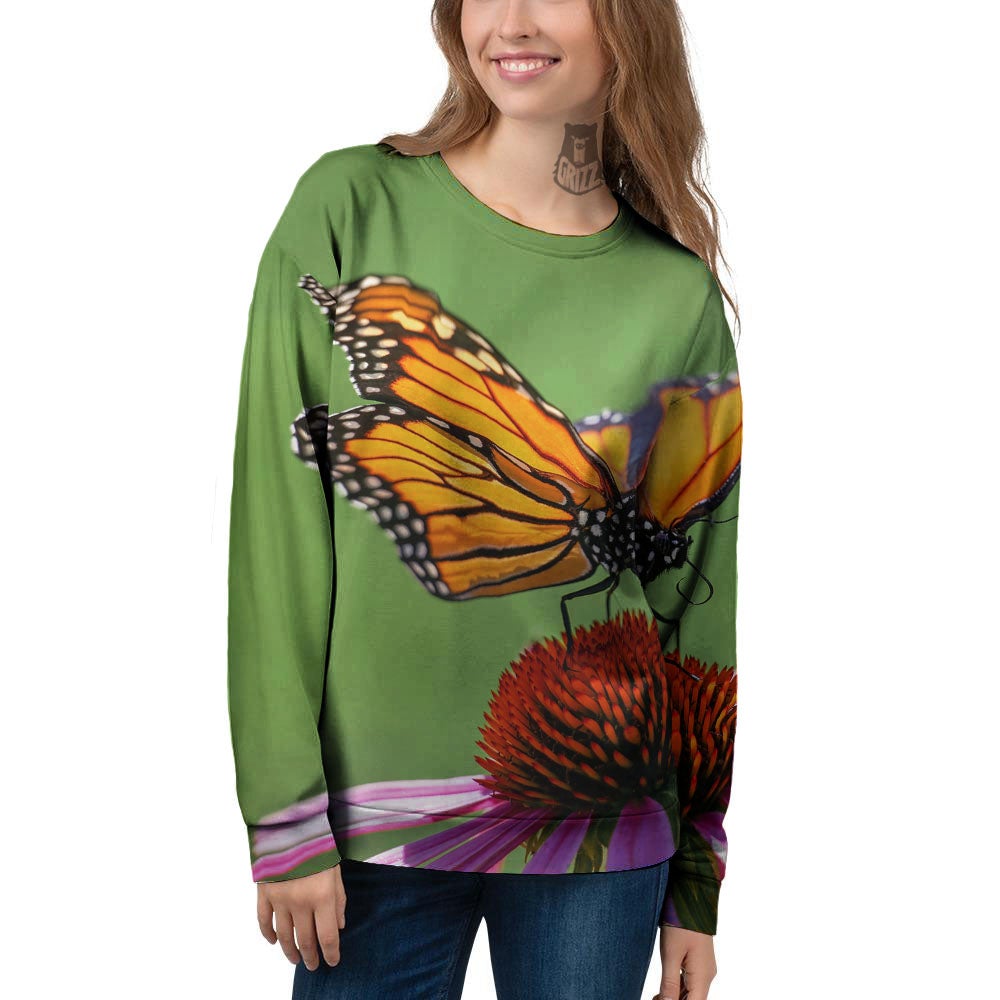 Butterfly Monarch Orange Print Women's Sweatshirt-grizzshop