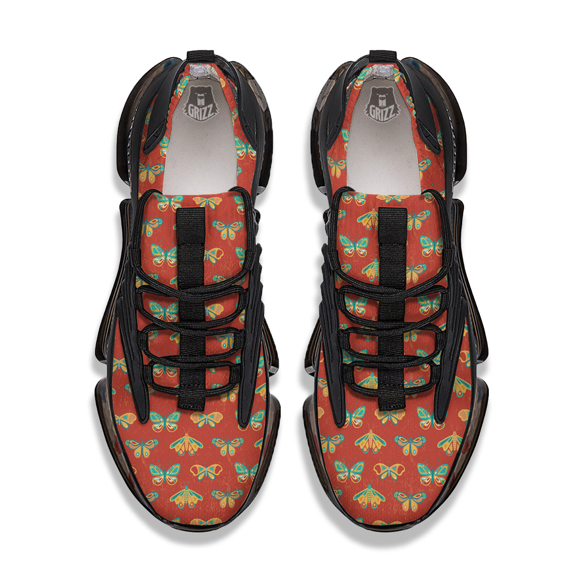 Butterfly Monarch Vintage Print Pattern Black Gym Shoes-grizzshop