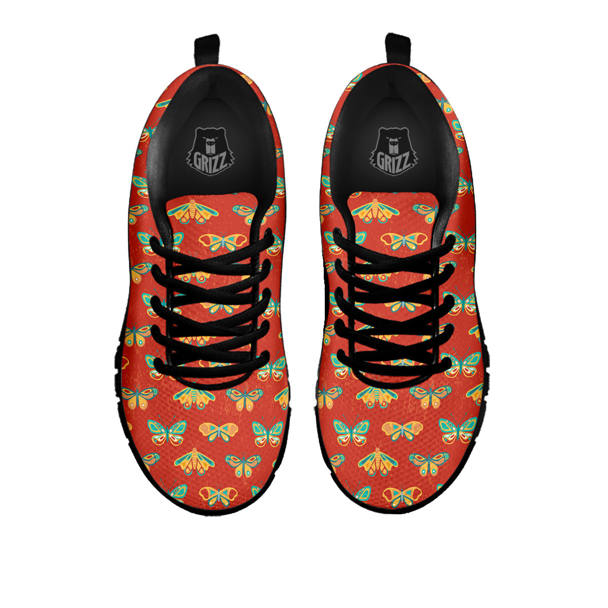 Butterfly Monarch Vintage Print Pattern Black Sneaker-grizzshop