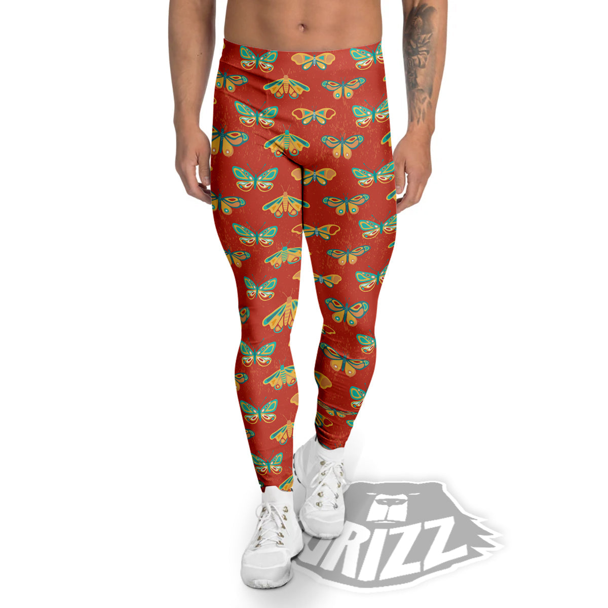 Butterfly Monarch Vintage Print Pattern Men's Leggings-grizzshop