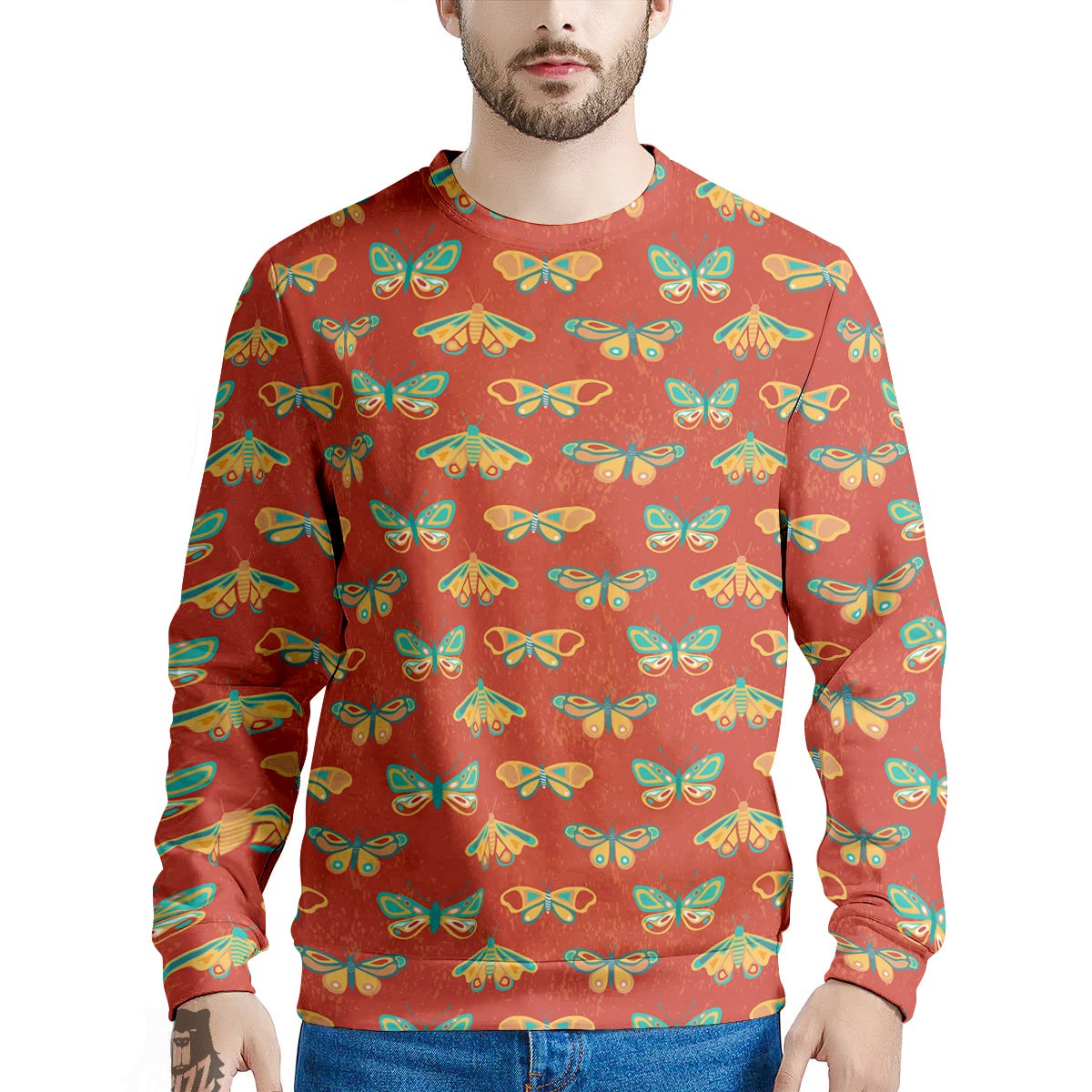 Butterfly Monarch Vintage Print Pattern Men's Sweatshirt-grizzshop