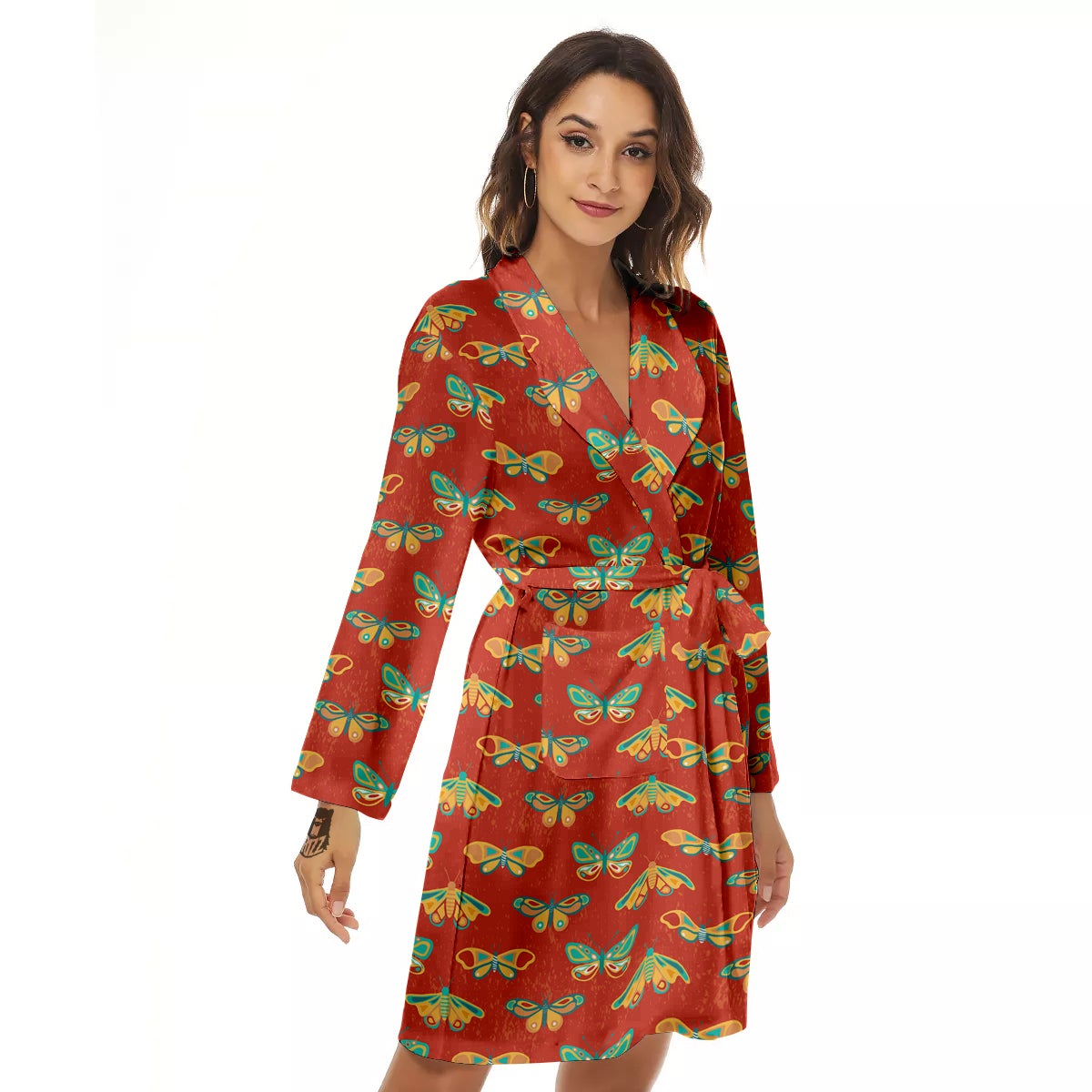 Butterfly Monarch Vintage Print Pattern Women's Robe-grizzshop