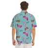 Butterfly Pink And Turquoise Print Pattern Men's Short Sleeve Shirts-grizzshop