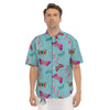 Butterfly Pink And Turquoise Print Pattern Men's Short Sleeve Shirts-grizzshop