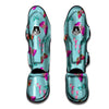 Butterfly Pink And Turquoise Print Pattern Muay Thai Shin Guards-grizzshop