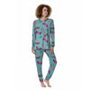 Butterfly Pink And Turquoise Print Pattern Women's Pajamas-grizzshop