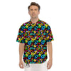 Butterfly Rainbow Print Pattern Men's Short Sleeve Shirts-grizzshop