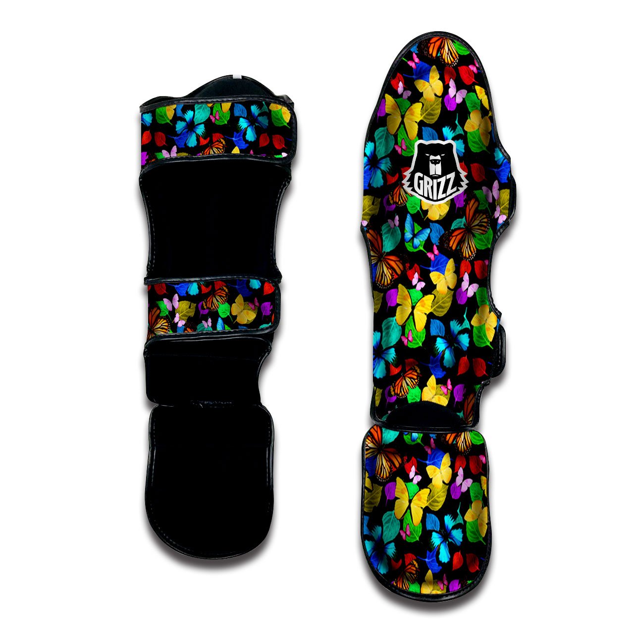 Butterfly Rainbow Print Pattern Muay Thai Shin Guards-grizzshop