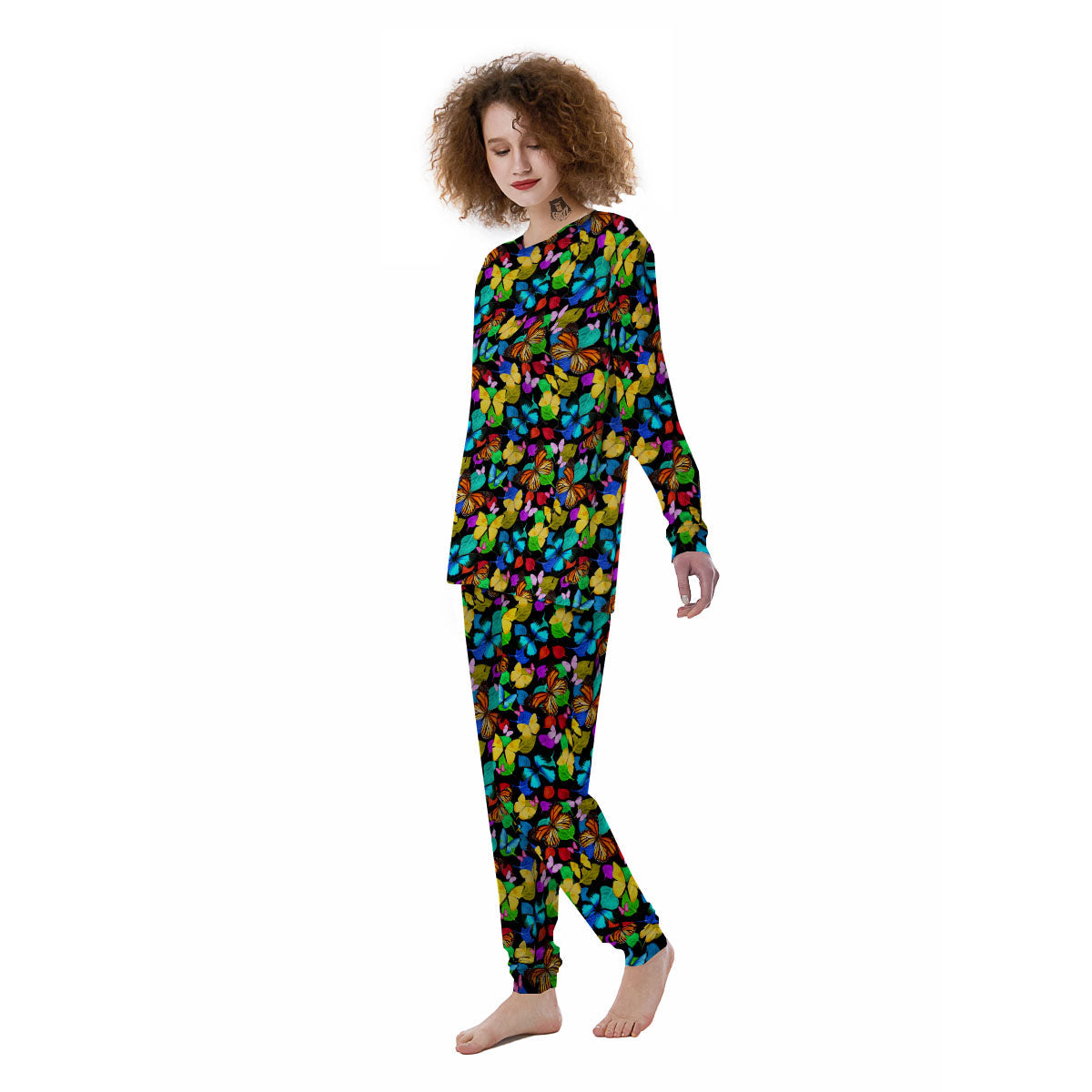 Butterfly Rainbow Print Pattern Women's Pajamas-grizzshop