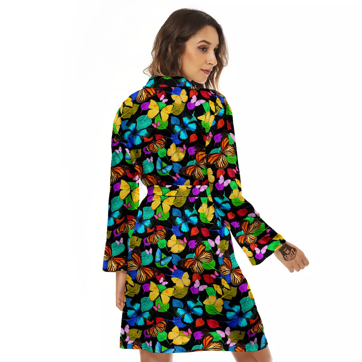Butterfly Rainbow Print Pattern Women's Robe-grizzshop