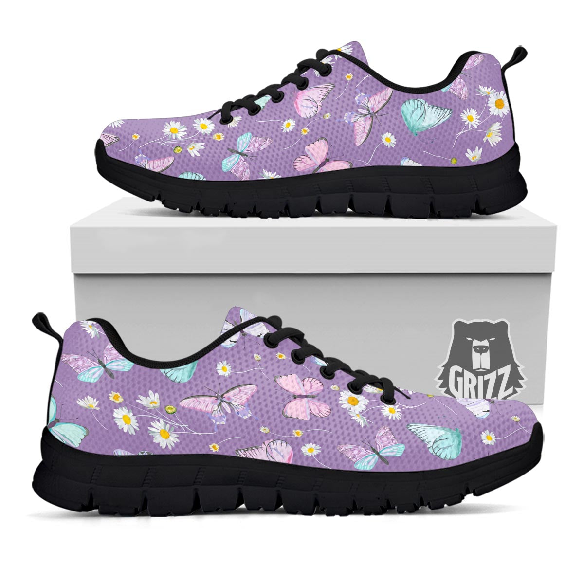 Butterfly Spring Print Pattern Black Sneaker-grizzshop