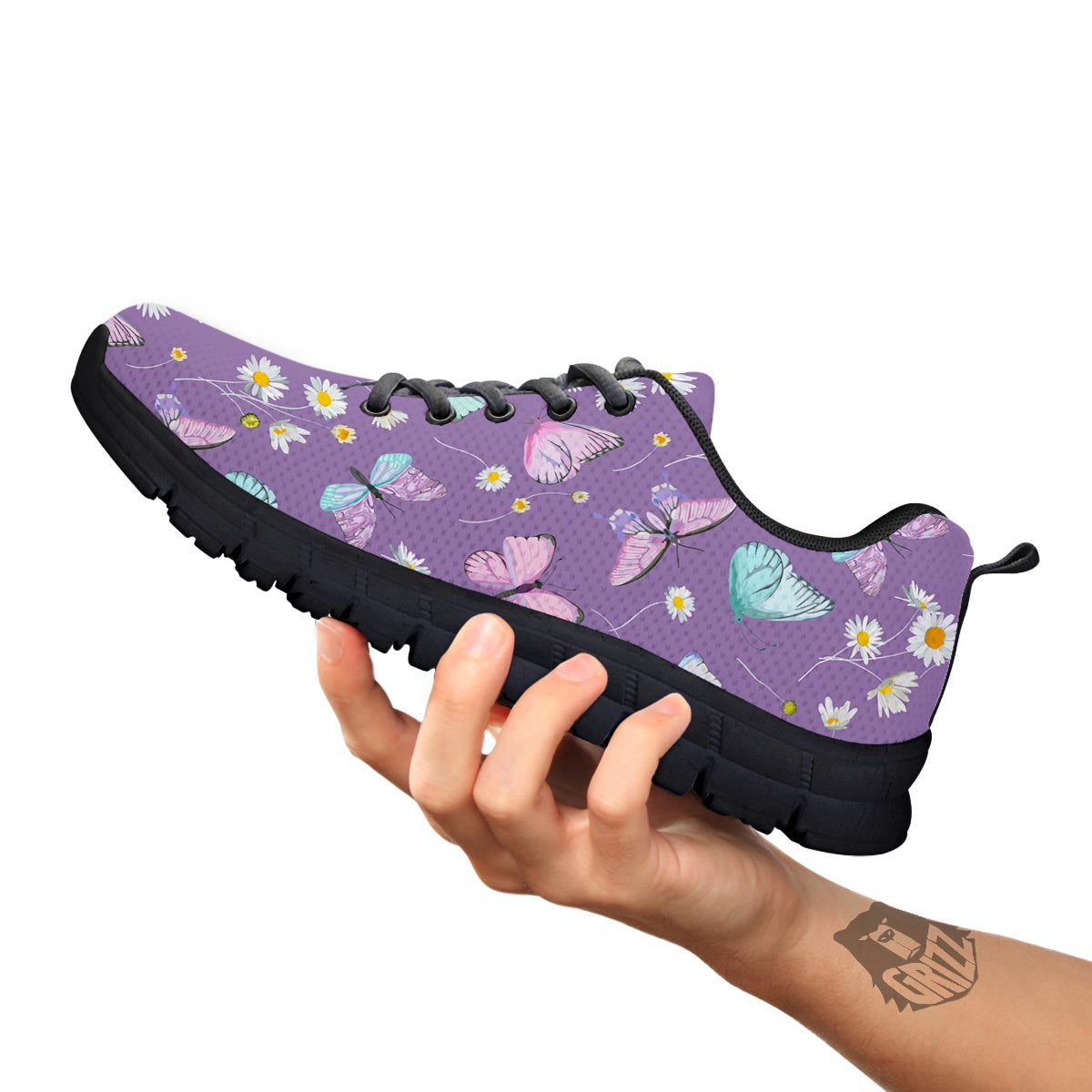 Butterfly Spring Print Pattern Black Sneaker-grizzshop