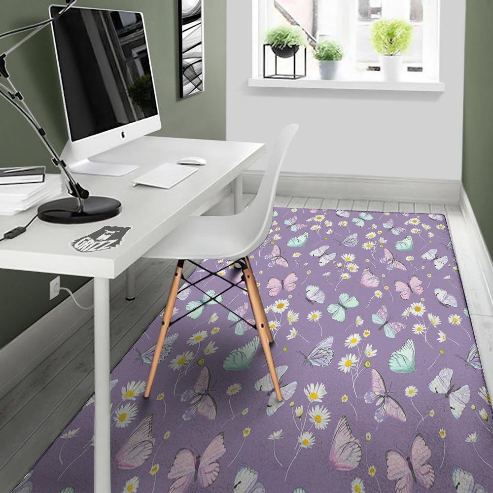 Butterfly Spring Print Pattern Floor Mat-grizzshop