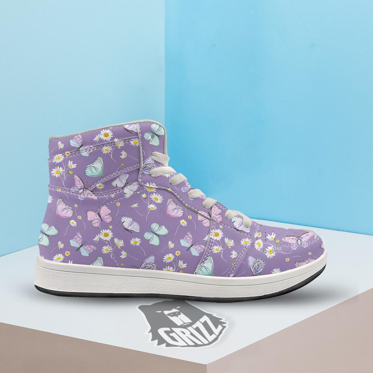 Butterfly Spring Print Pattern High Top Sneakers-grizzshop