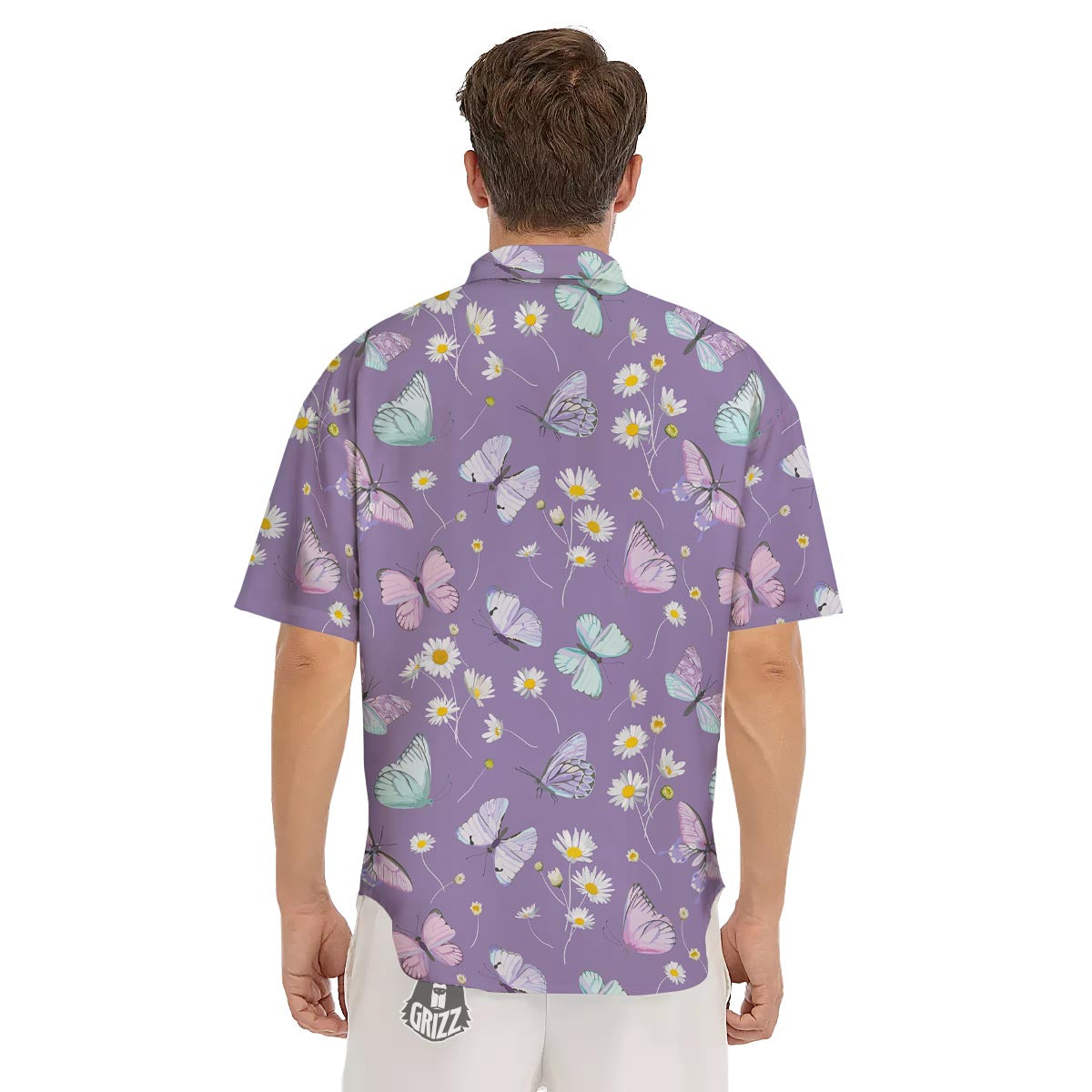 Butterfly Spring Print Pattern Men's Short Sleeve Shirts-grizzshop