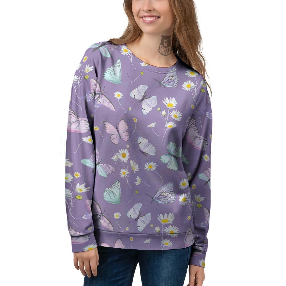 Butterfly Spring Print Pattern Women's Sweatshirt-grizzshop