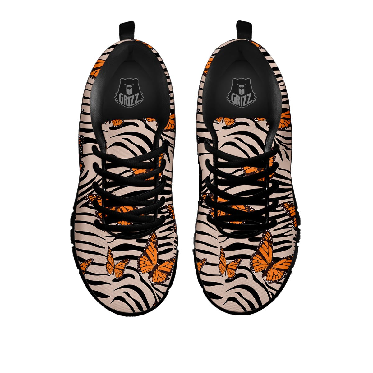 Butterfly Tiger Monarch Print Pattern Black Sneaker-grizzshop