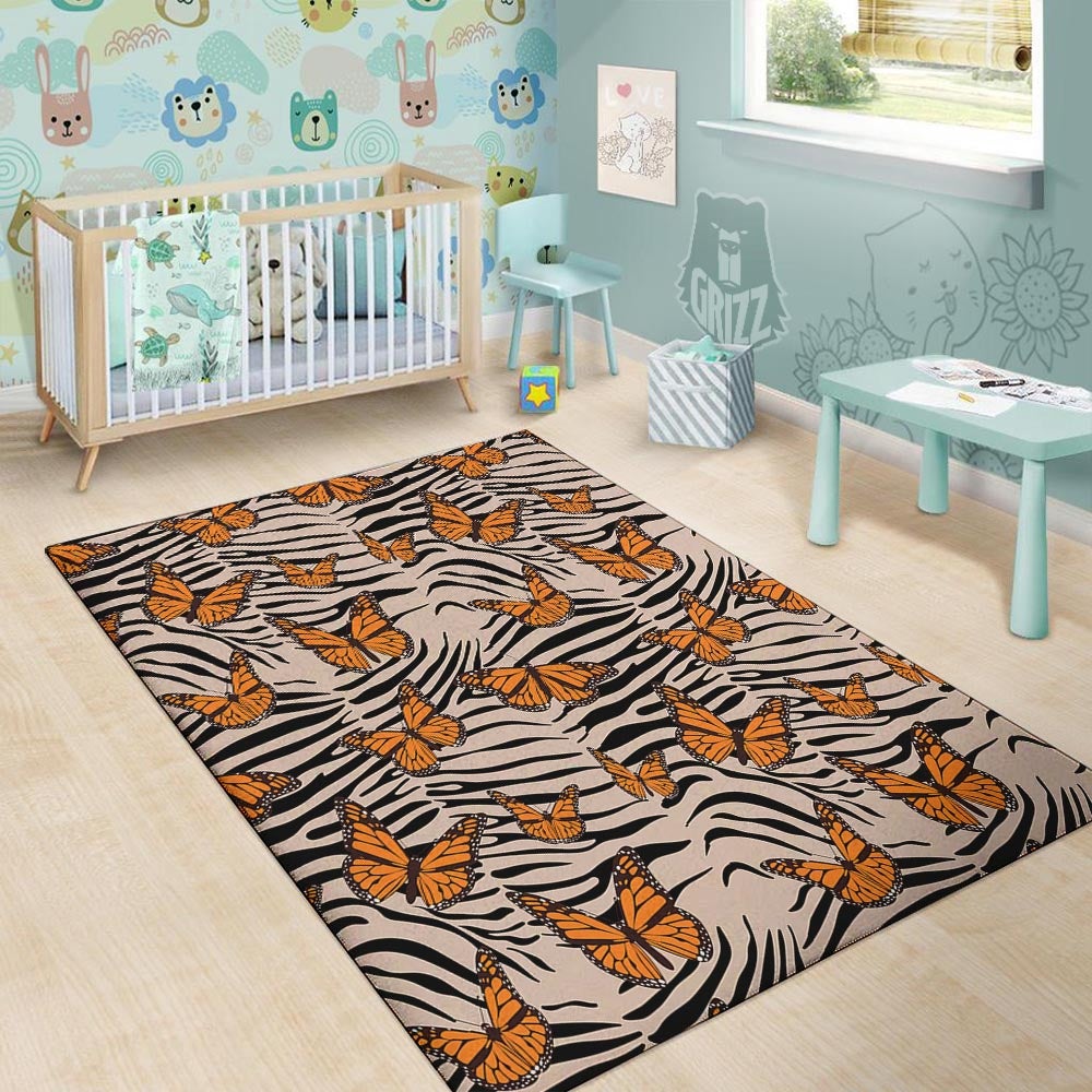 Butterfly Tiger Monarch Print Pattern Floor Mat-grizzshop