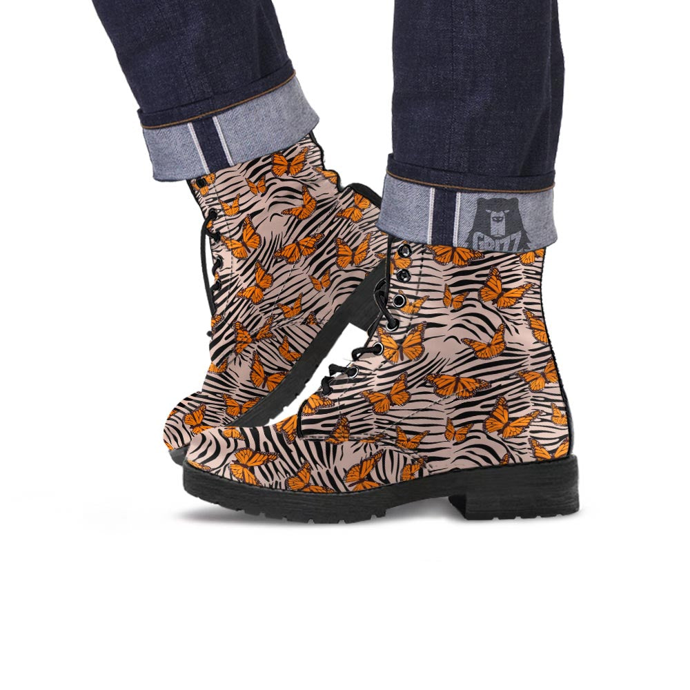 Butterfly Tiger Monarch Print Pattern Leather Boots-grizzshop