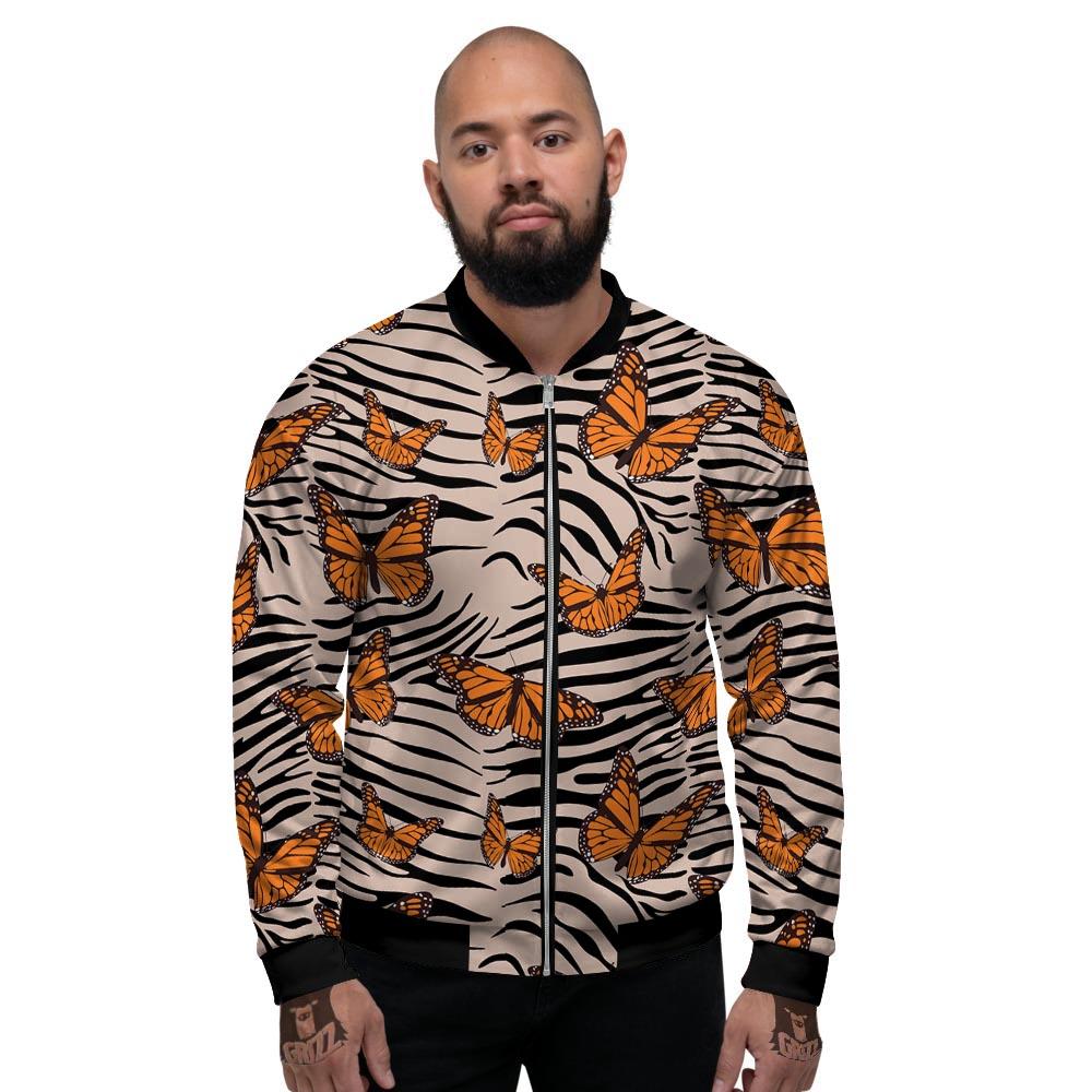 Butterfly Tiger Monarch Print Pattern Men's Bomber Jacket-grizzshop