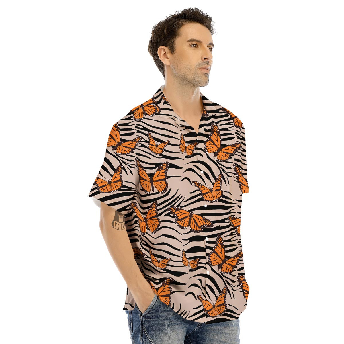 Butterfly Tiger Monarch Print Pattern Men's Hawaiian Shirt-grizzshop