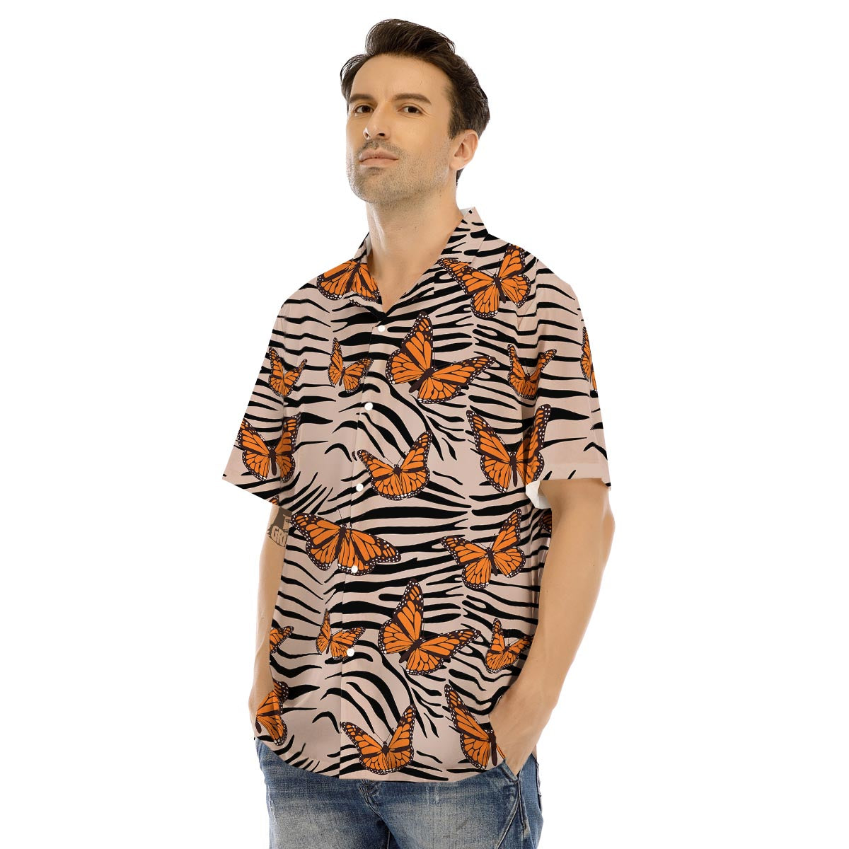 Butterfly Tiger Monarch Print Pattern Men's Hawaiian Shirt-grizzshop