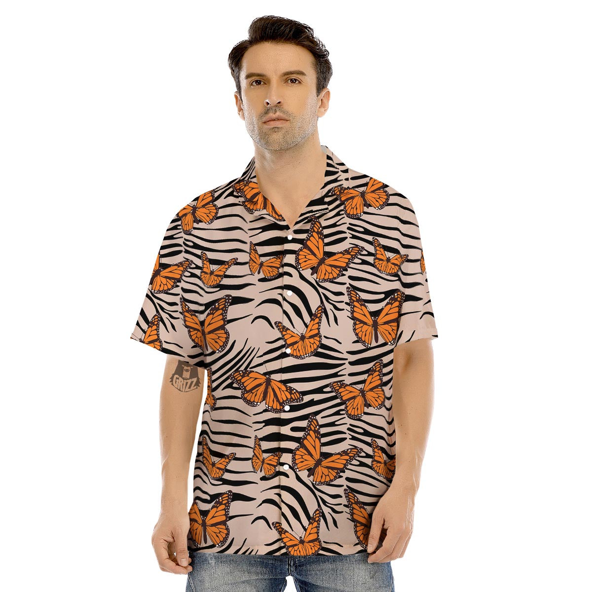 Butterfly Tiger Monarch Print Pattern Men's Hawaiian Shirt-grizzshop