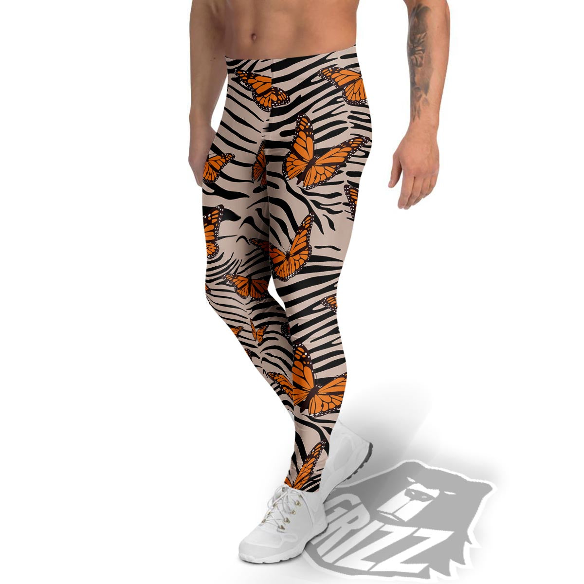 Butterfly Tiger Monarch Print Pattern Men's Leggings-grizzshop