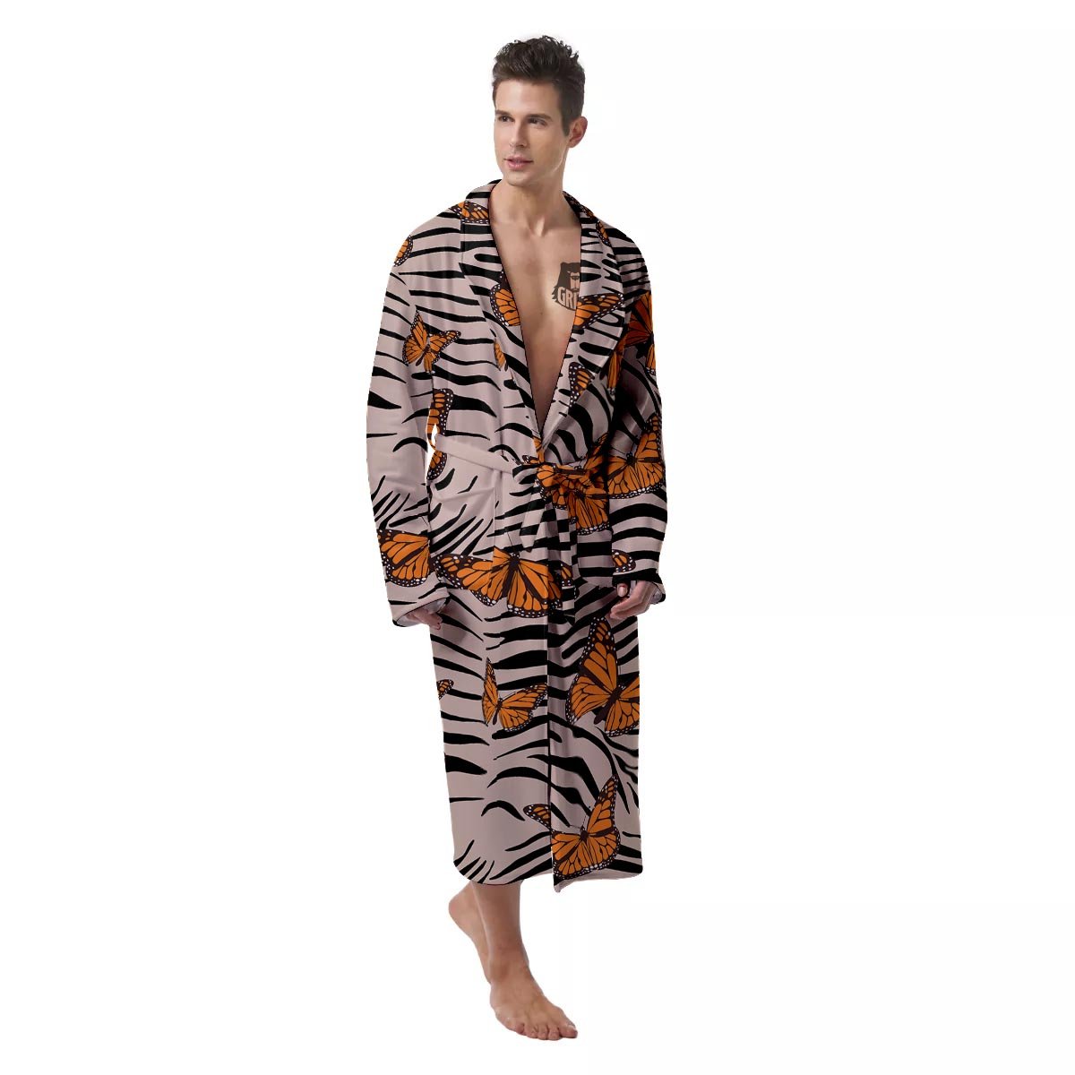 Butterfly Tiger Monarch Print Pattern Men's Robe-grizzshop
