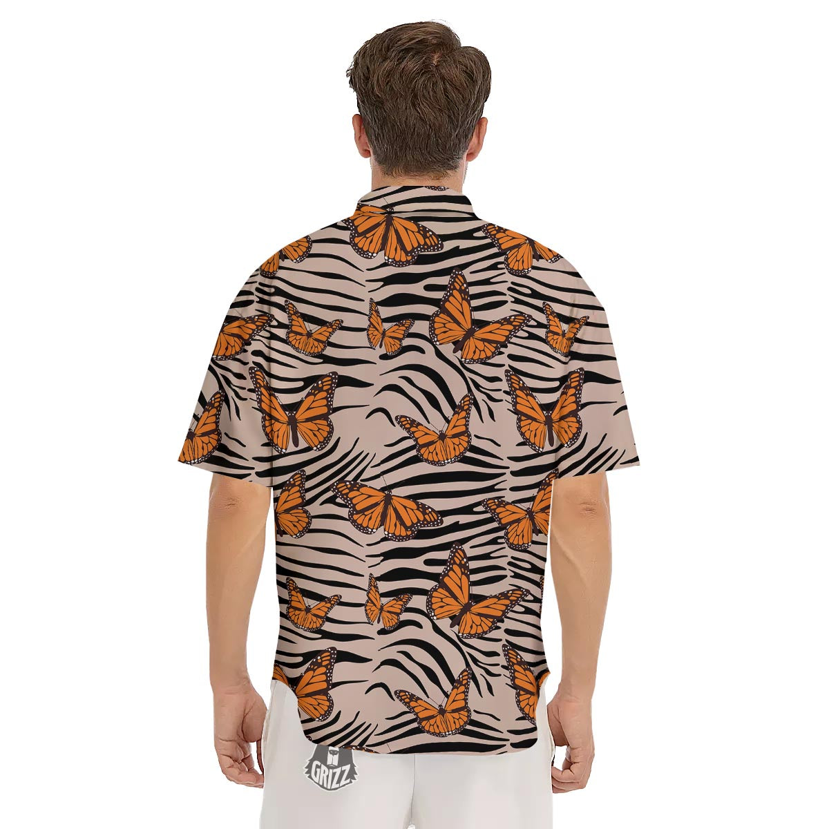 Butterfly Tiger Monarch Print Pattern Men's Short Sleeve Shirts-grizzshop