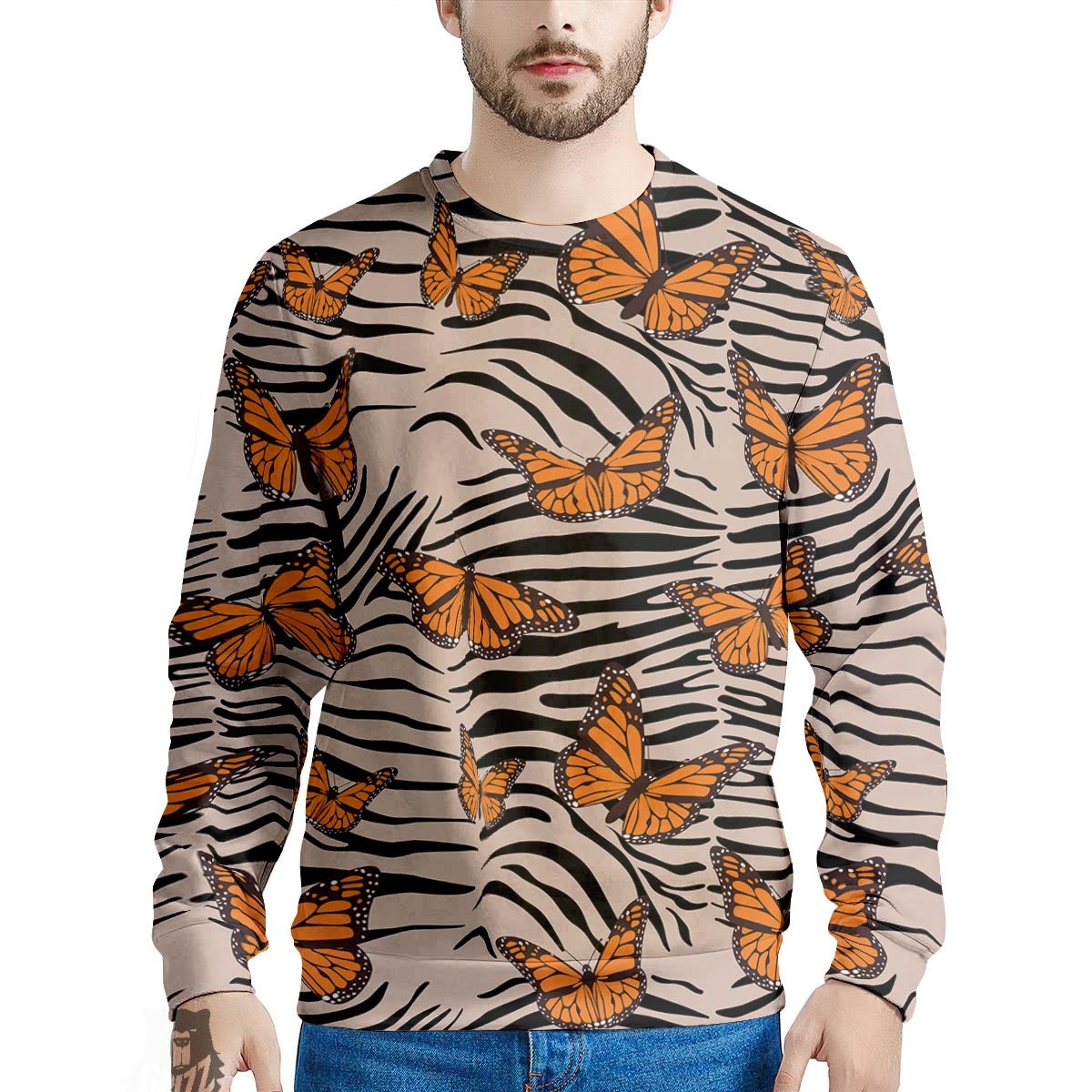 Butterfly Tiger Monarch Print Pattern Men's Sweatshirt-grizzshop