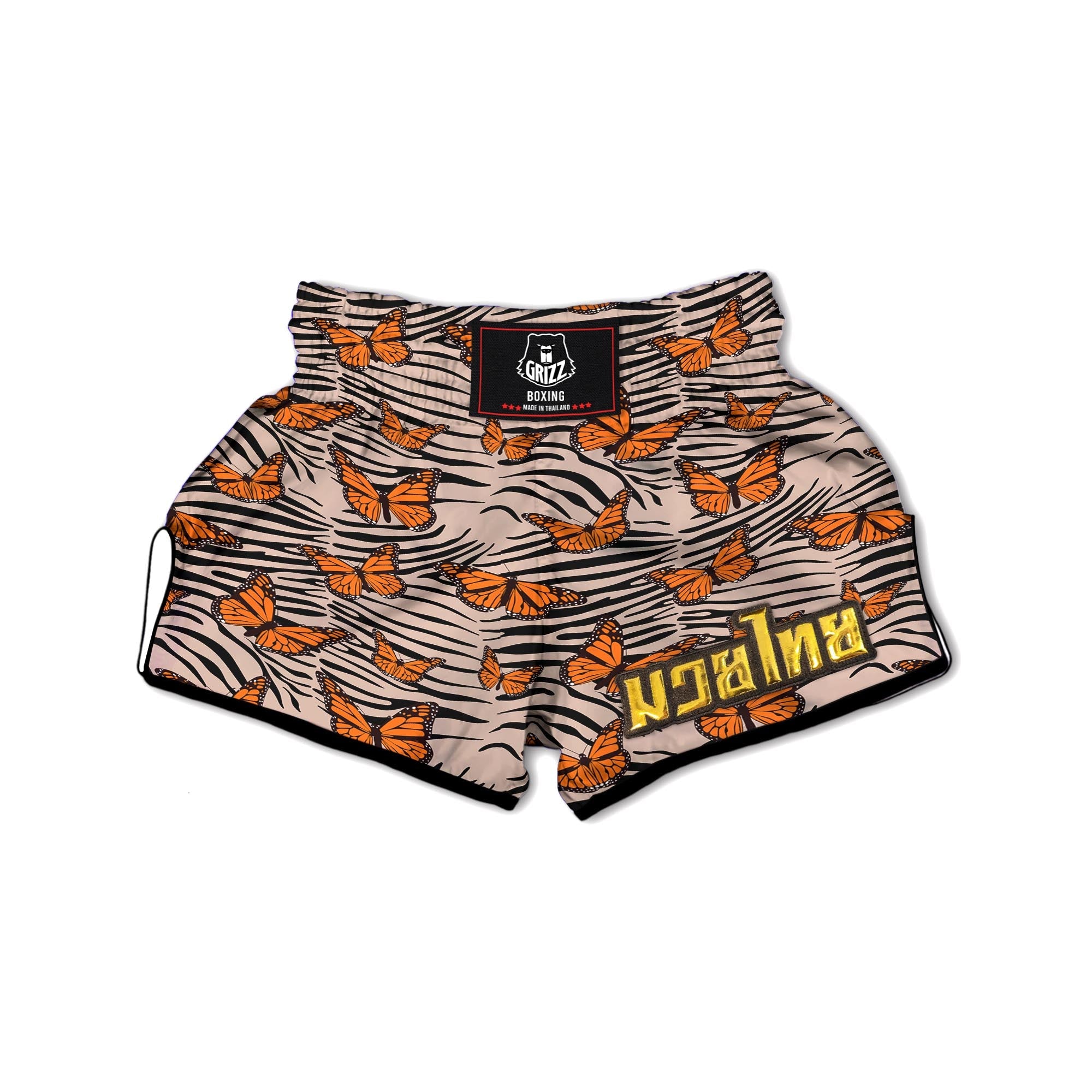 Butterfly Tiger Monarch Print Pattern Muay Thai Boxing Shorts-grizzshop