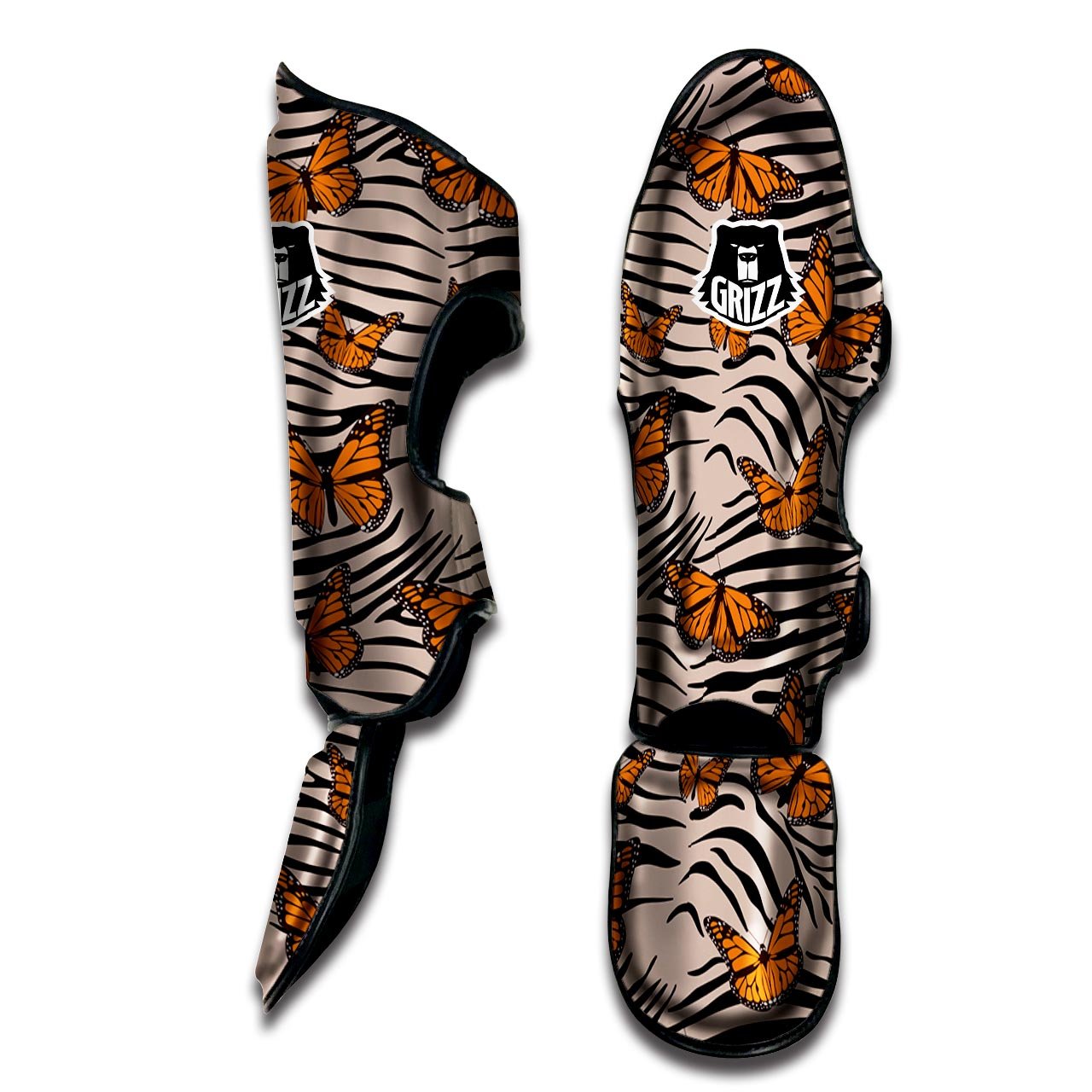 Butterfly Tiger Monarch Print Pattern Muay Thai Shin Guards-grizzshop