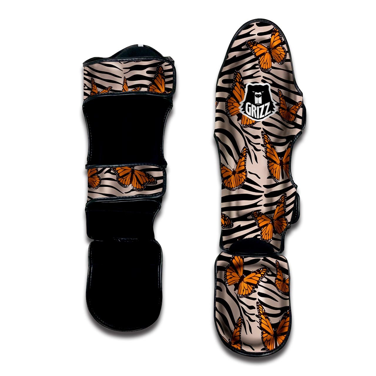 Butterfly Tiger Monarch Print Pattern Muay Thai Shin Guards-grizzshop