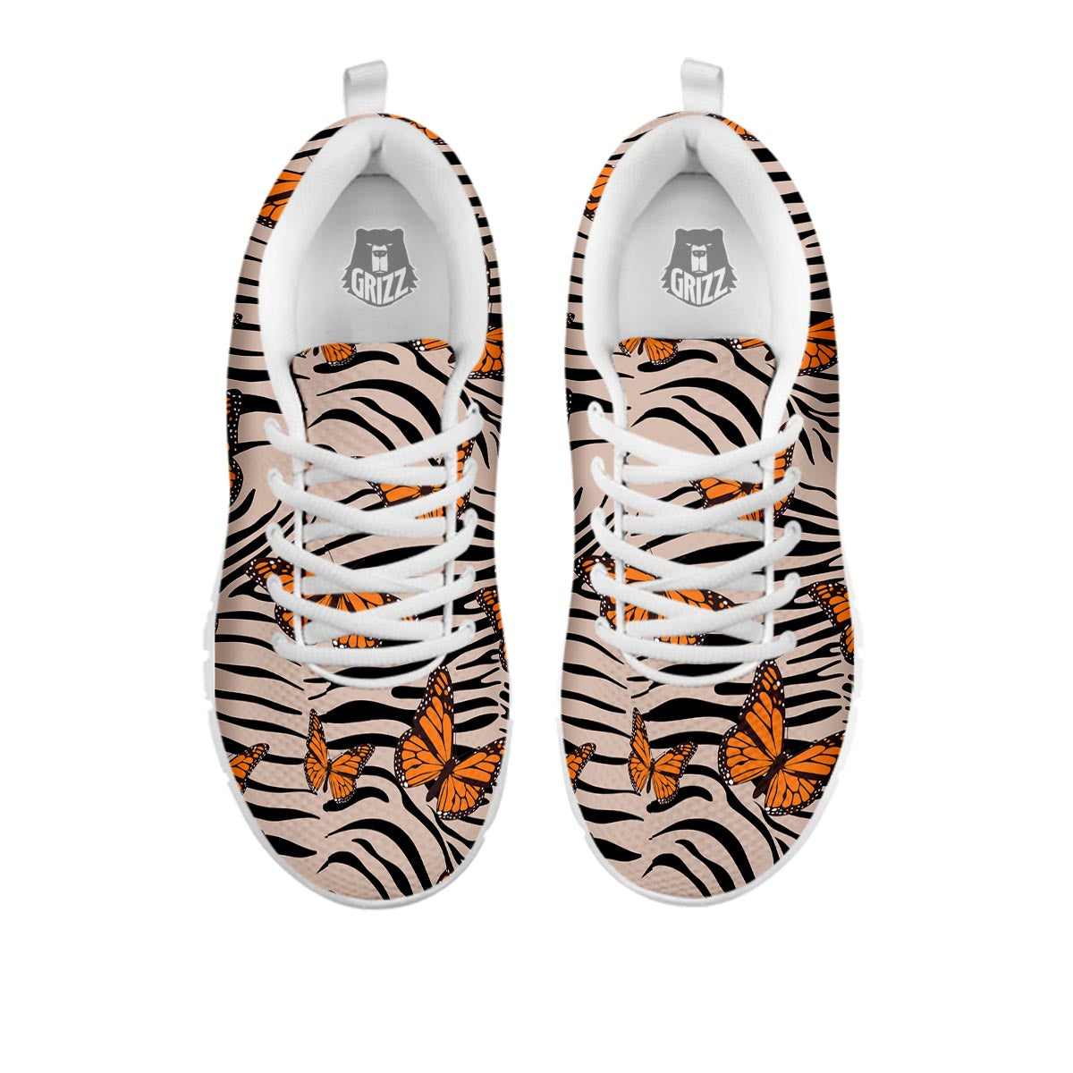 Butterfly Tiger Monarch Print Pattern White Sneaker-grizzshop