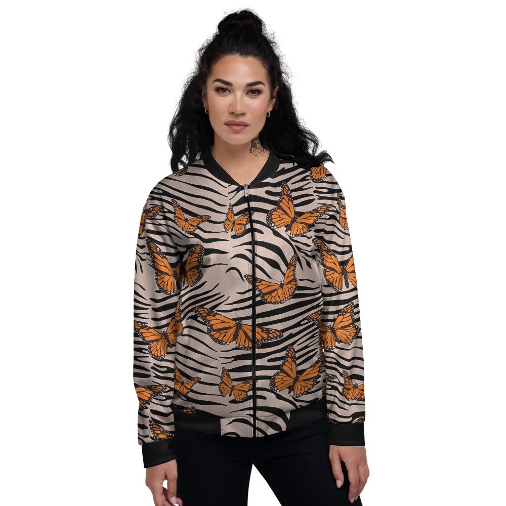 Butterfly Tiger Monarch Print Pattern Women's Bomber Jacket-grizzshop