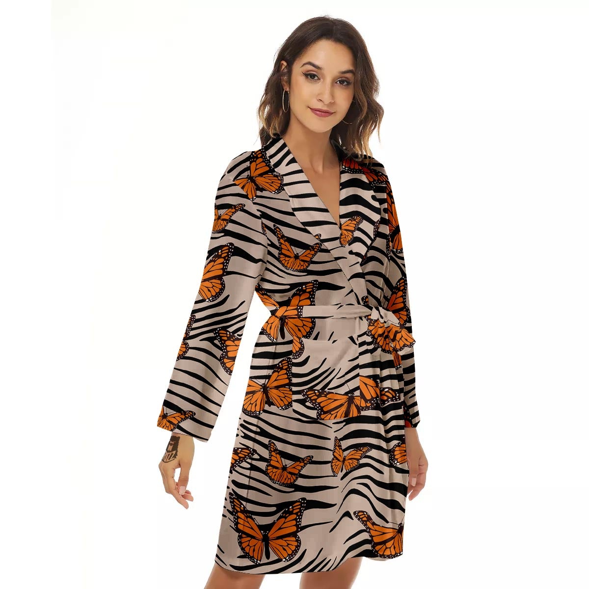 Butterfly Tiger Monarch Print Pattern Women's Robe-grizzshop