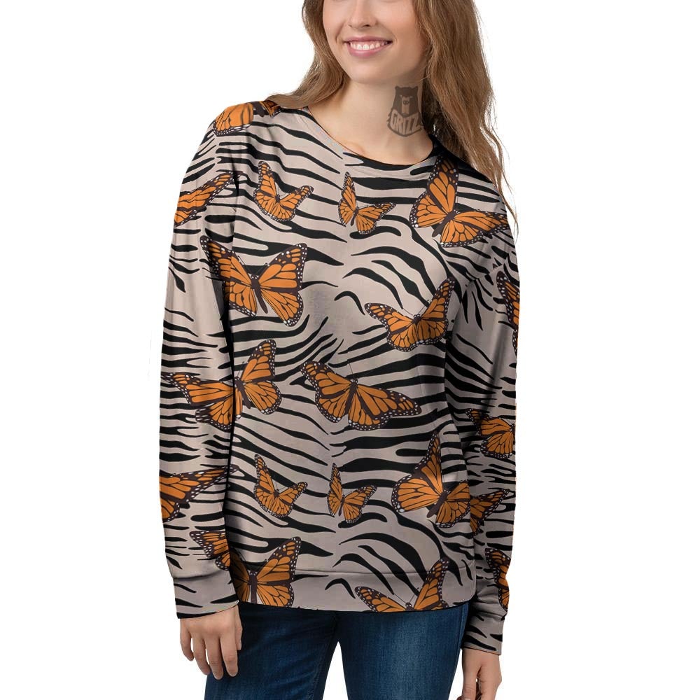 Butterfly Tiger Monarch Print Pattern Women's Sweatshirt-grizzshop