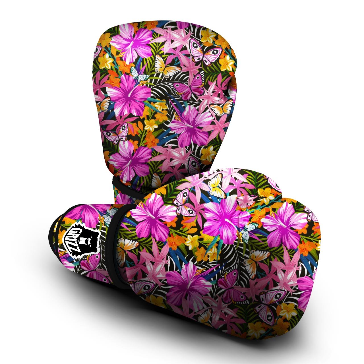 Butterfly Tropical Print Pattern Boxing Gloves-grizzshop
