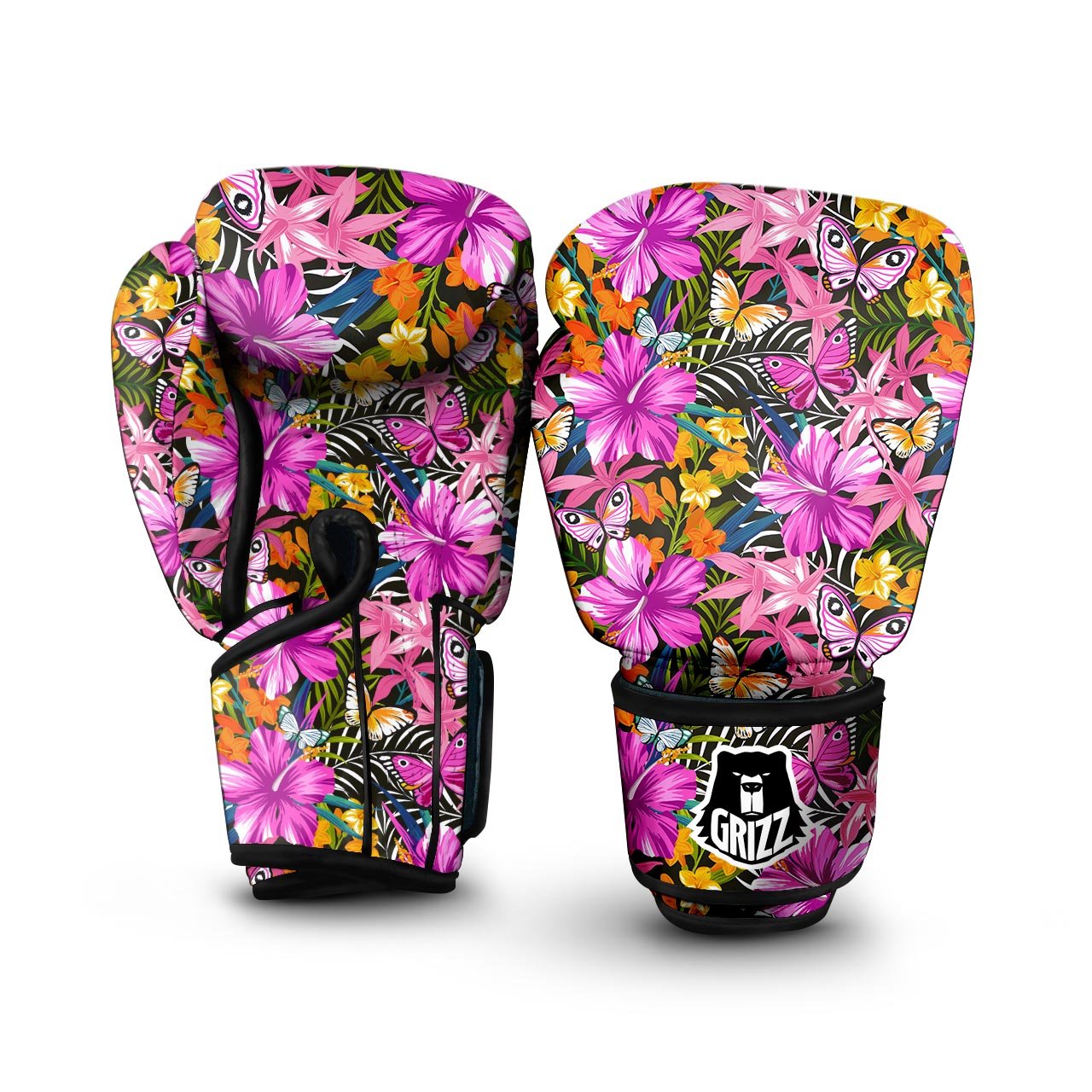 Butterfly Tropical Print Pattern Boxing Gloves-grizzshop