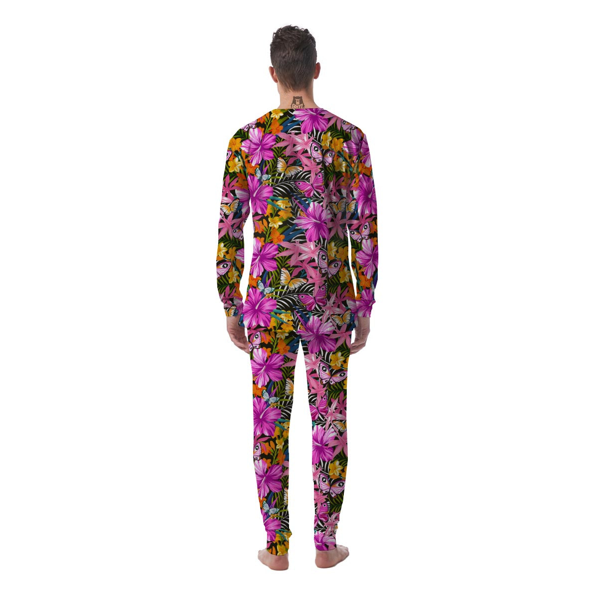 Butterfly Tropical Print Pattern Men's Pajamas-grizzshop