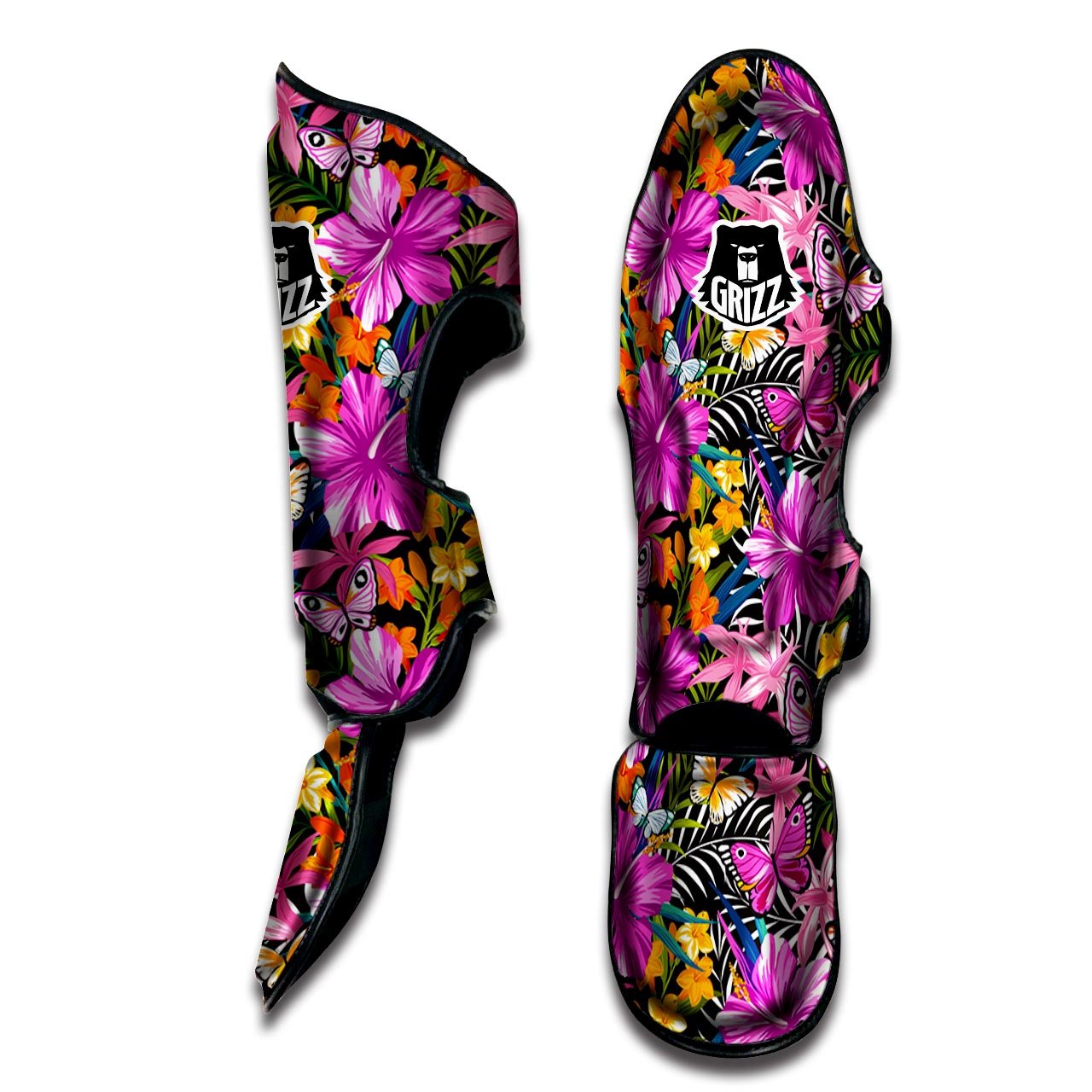 Butterfly Tropical Print Pattern Muay Thai Shin Guards-grizzshop