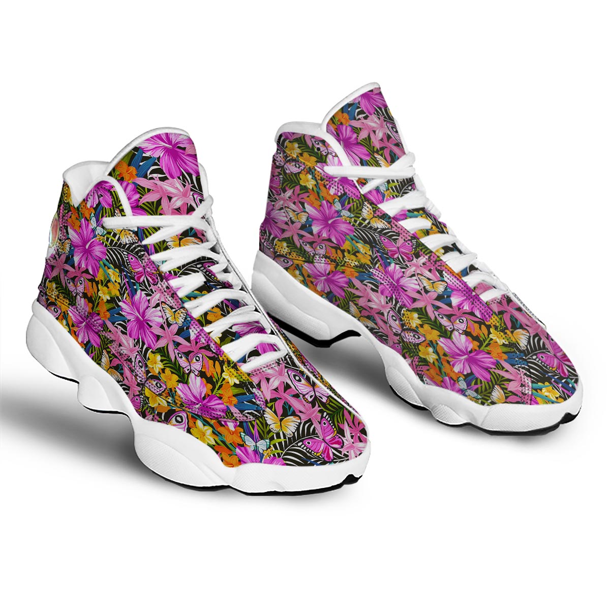 Tropical Bird Patchwork Print Women's Sneakers